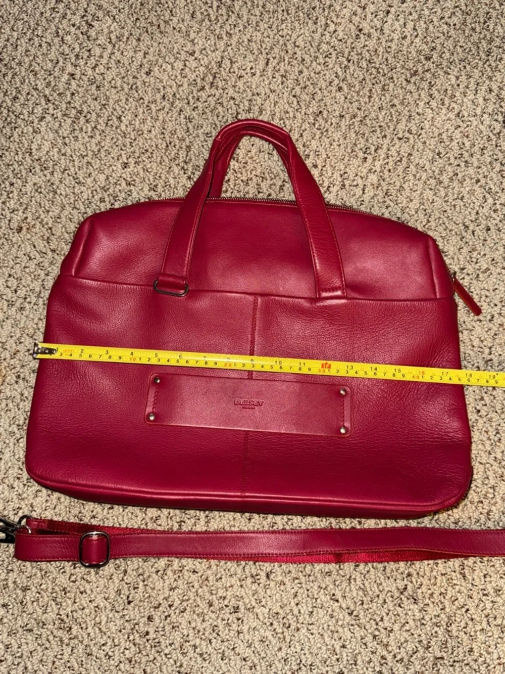 Burgundy/Red Leather Top-Handle Tote with Crossbody Strap